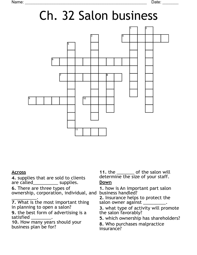 Ch. 32 Salon business Crossword