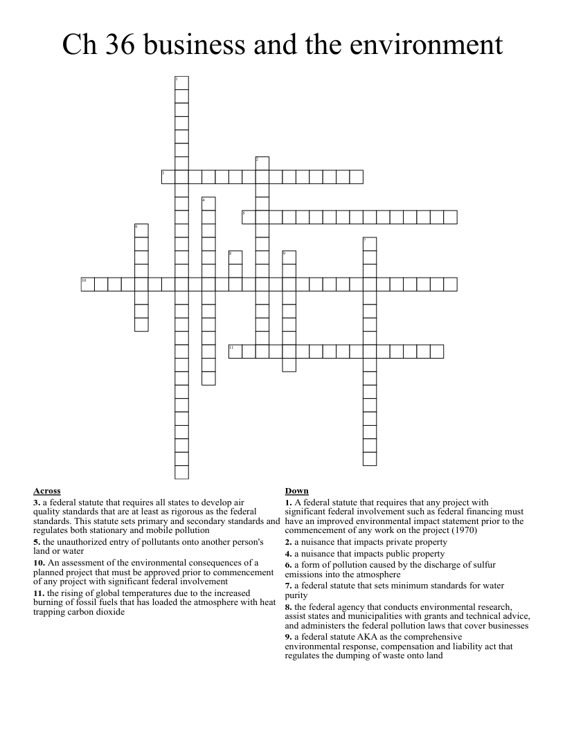 Ch 36 business and the environment  Crossword