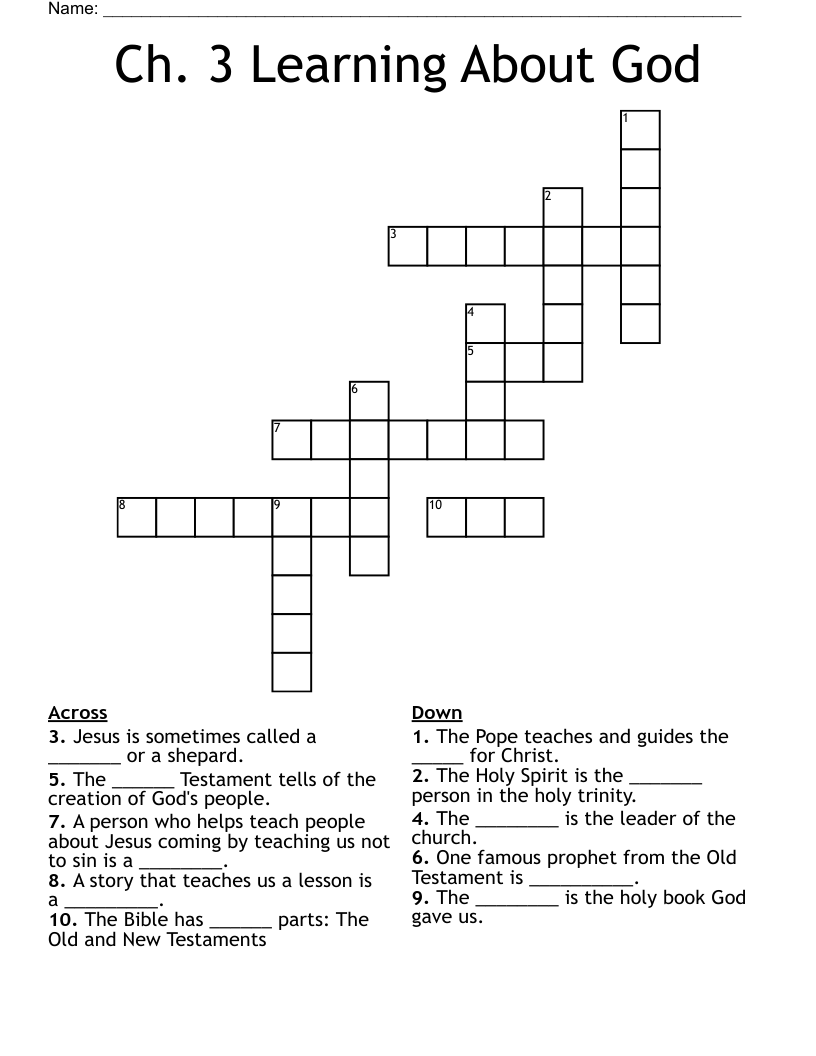Ch. 3 Learning About God Crossword