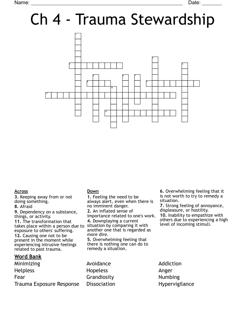 Ch 4 - Trauma Stewardship Crossword