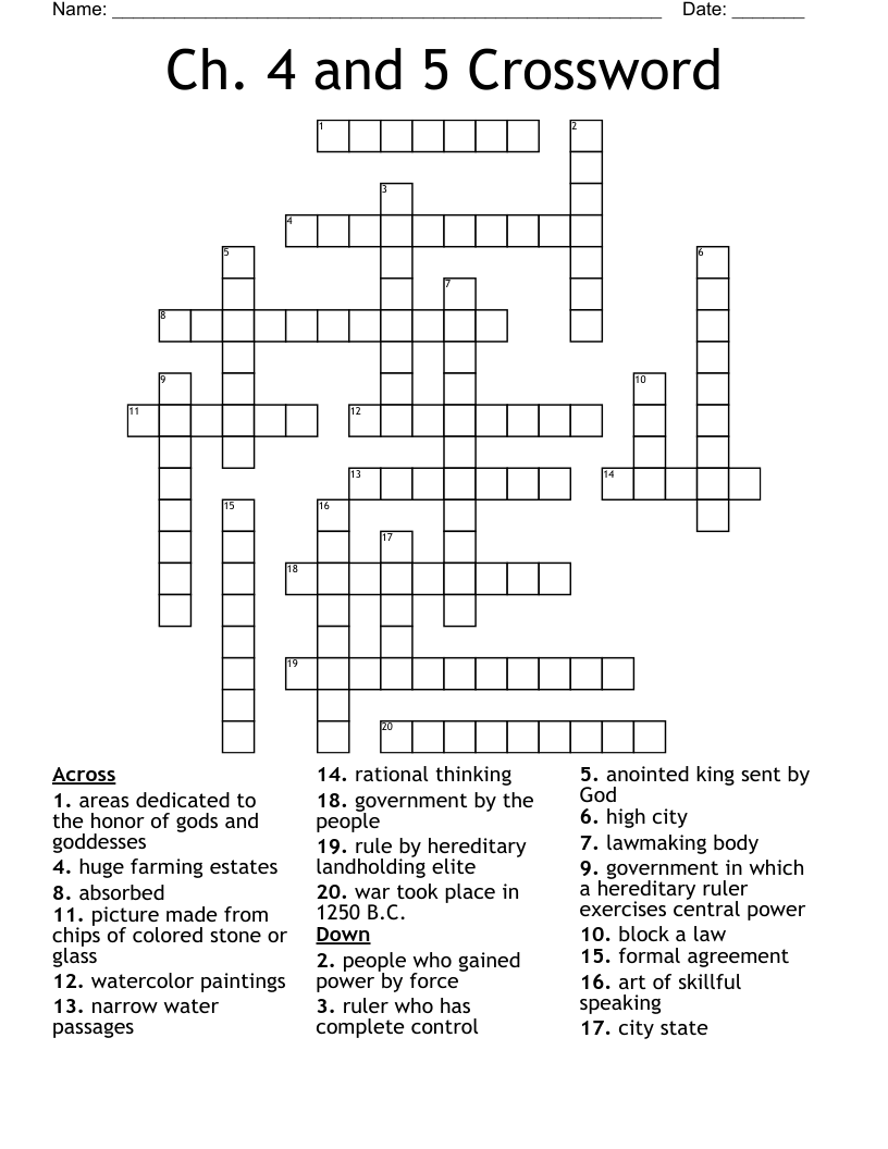 Ch. 4 and 5 Crossword