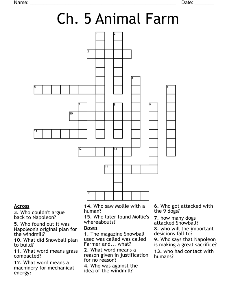Ch. 5 Animal Farm Crossword