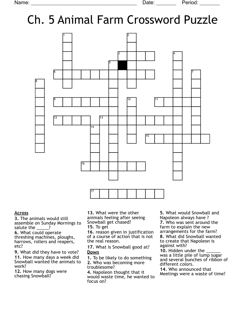 Ch. 5 Animal Farm Crossword Puzzle 