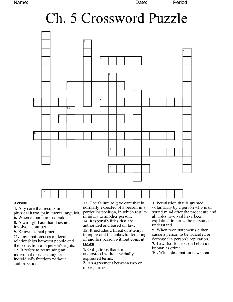 Ch. 5 Crossword Puzzle