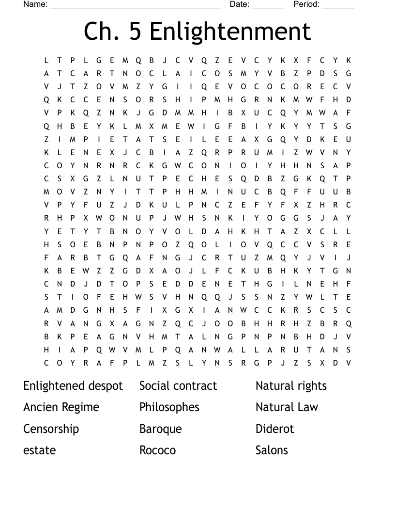 Ch. 5 Enlightenment Word Search