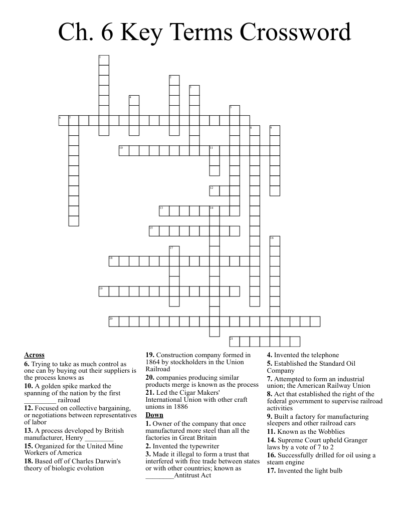 Ch. 6 Key Terms Crossword