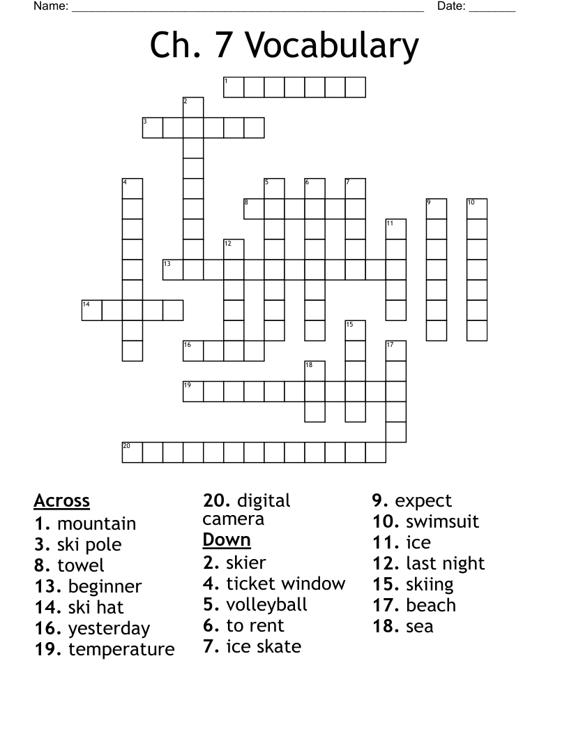 Ch. 7 Vocabulary  Crossword