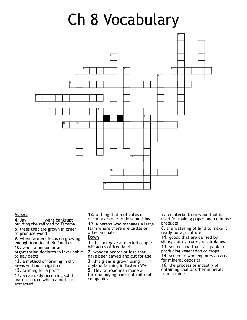 Ch 8 Vocabulary Crossword
