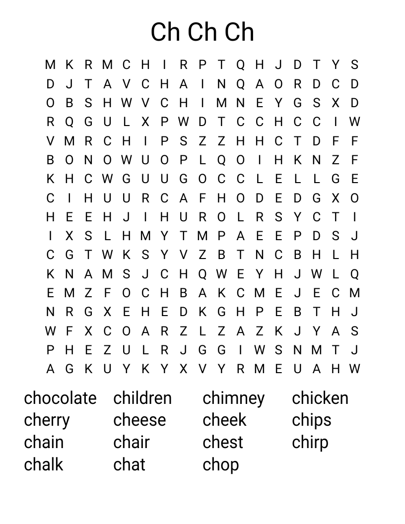 Ch Ch Ch  Word Search