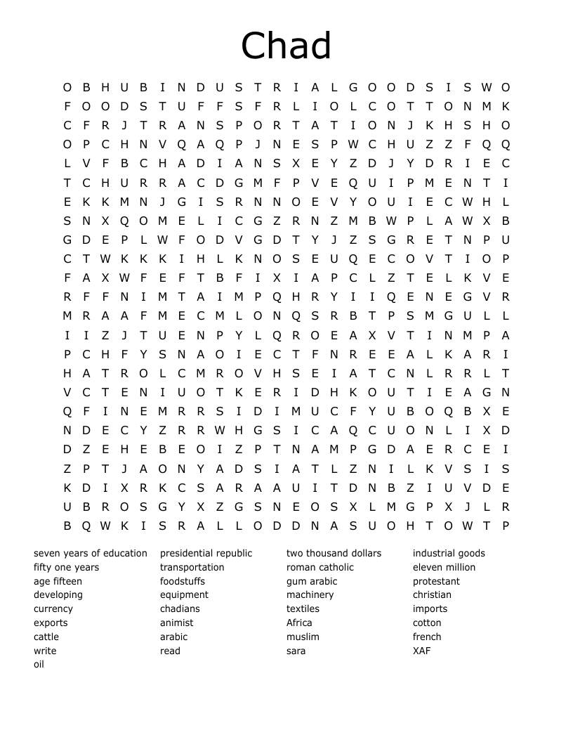 Chad Word Search