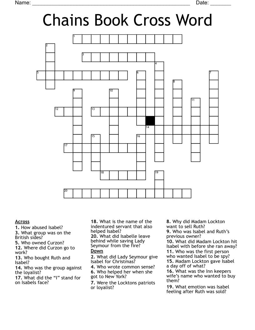 Chains Book Cross Word 