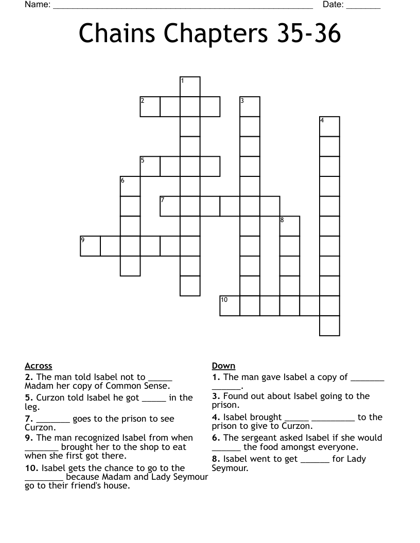 Chains Chapters 35-36 Crossword