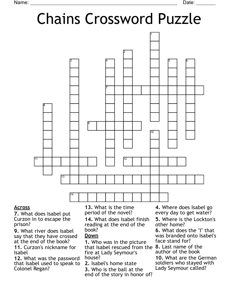 Chains Crossword Puzzle