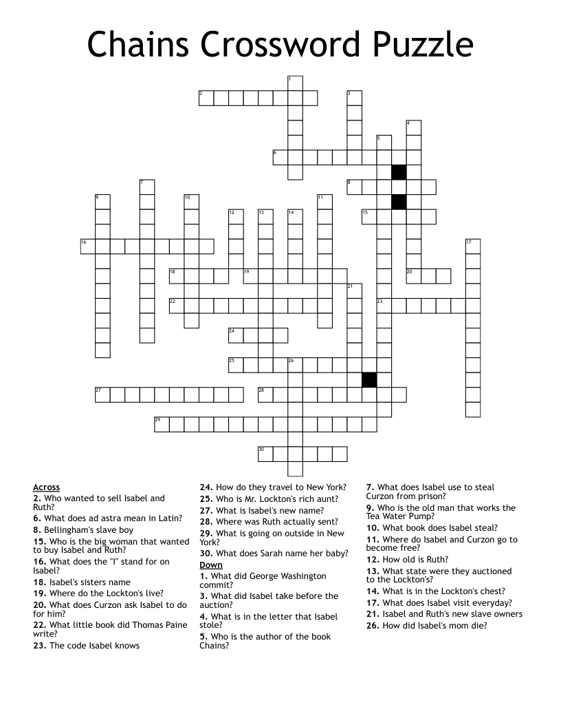 Chains Crossword Puzzle