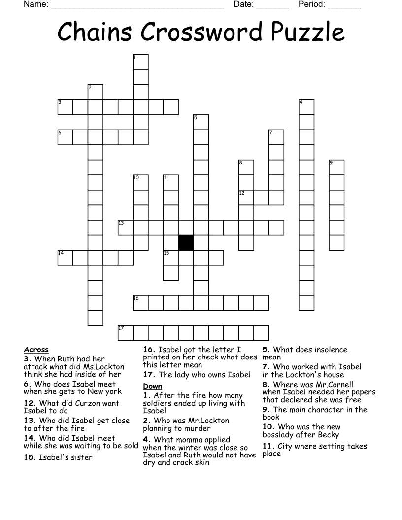 Chains Crossword Puzzle