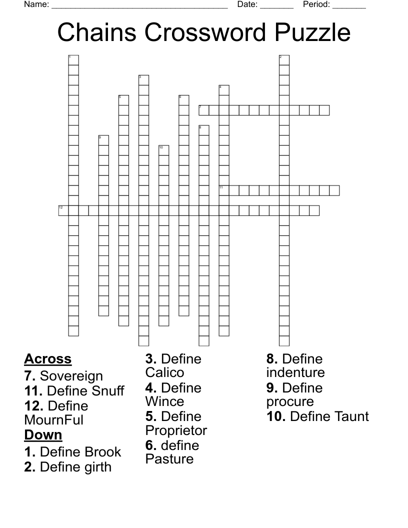 Chains Crossword Puzzle