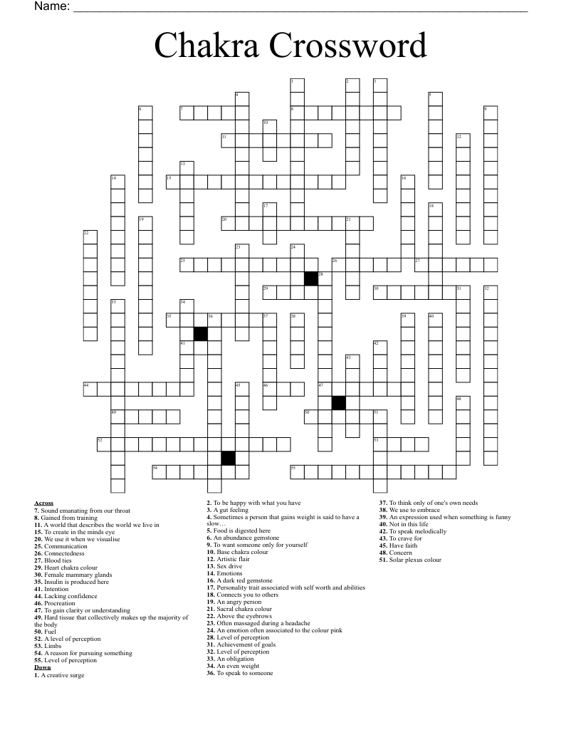Chakra Crossword