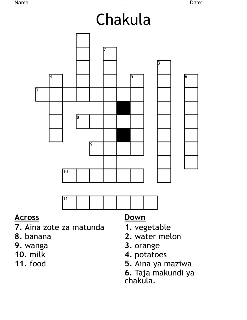 Chakula Crossword
