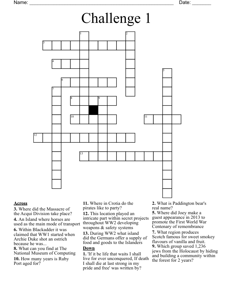 Challenge 1 Crossword