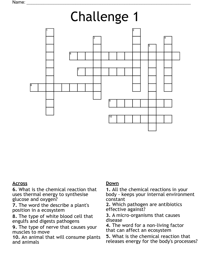 Challenge 1 Crossword