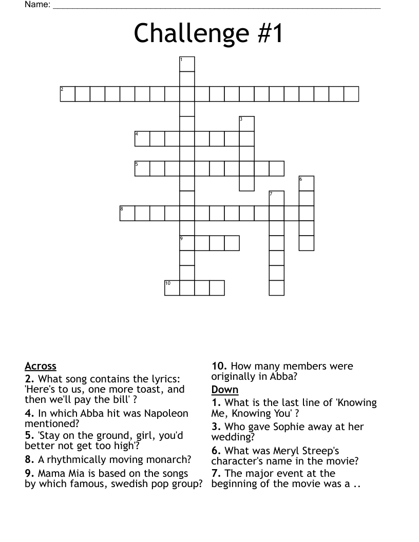 Challenge #1 Crossword