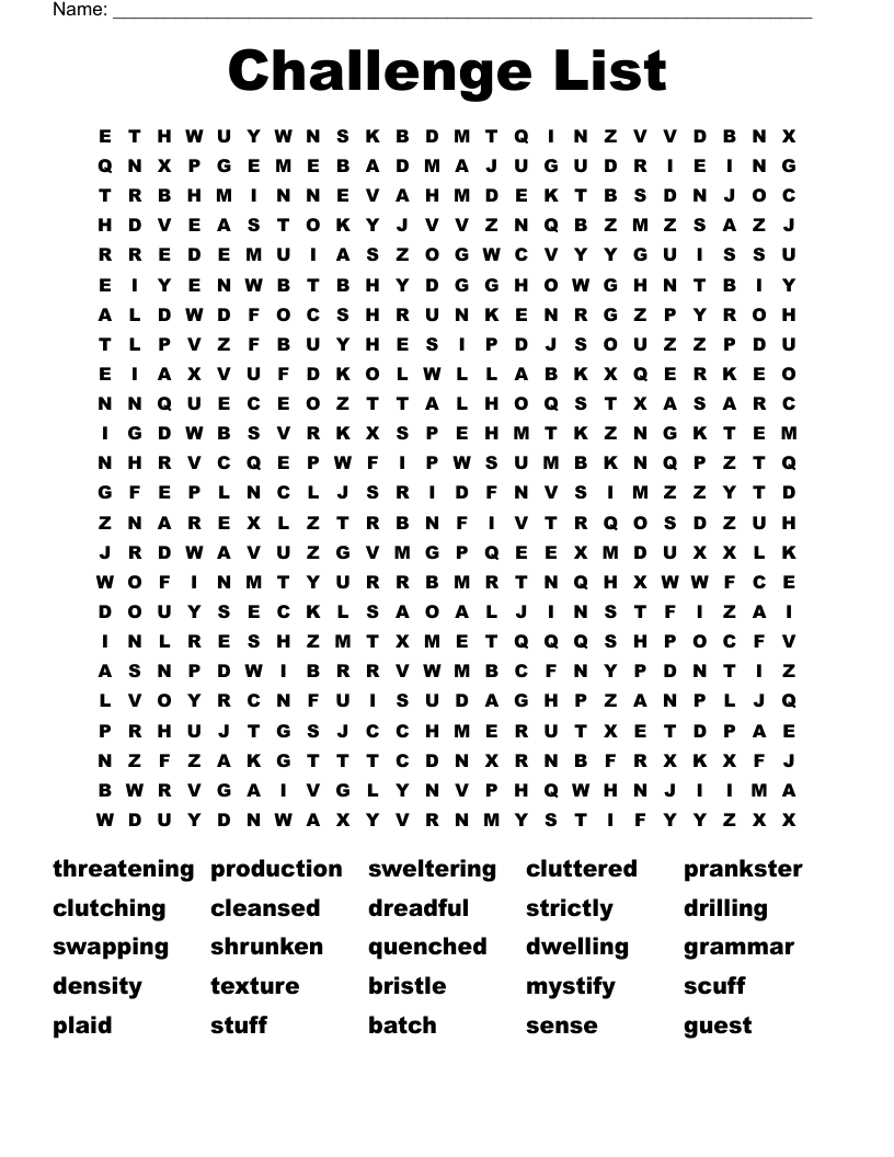Challenge List Word Search