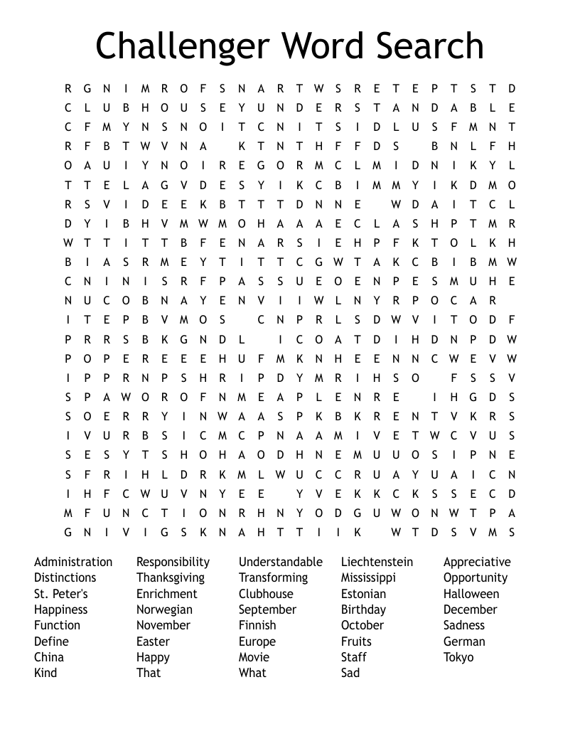 Challenger Word Search