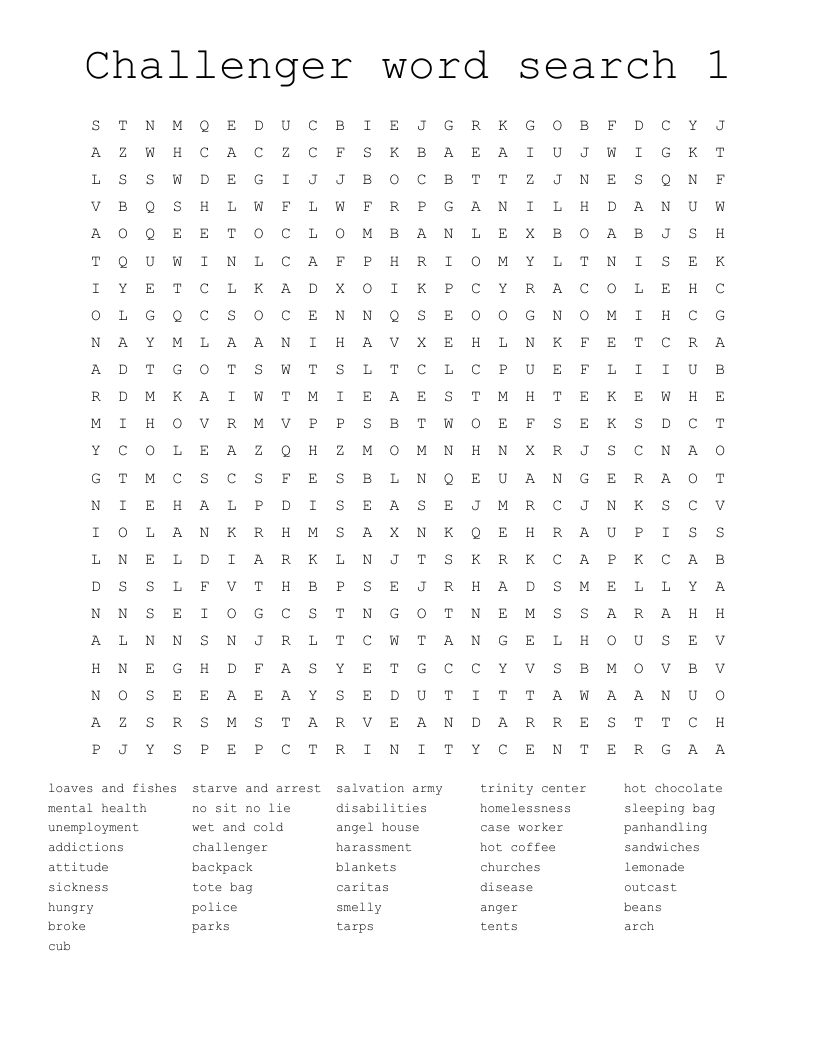 Challenger word search 1