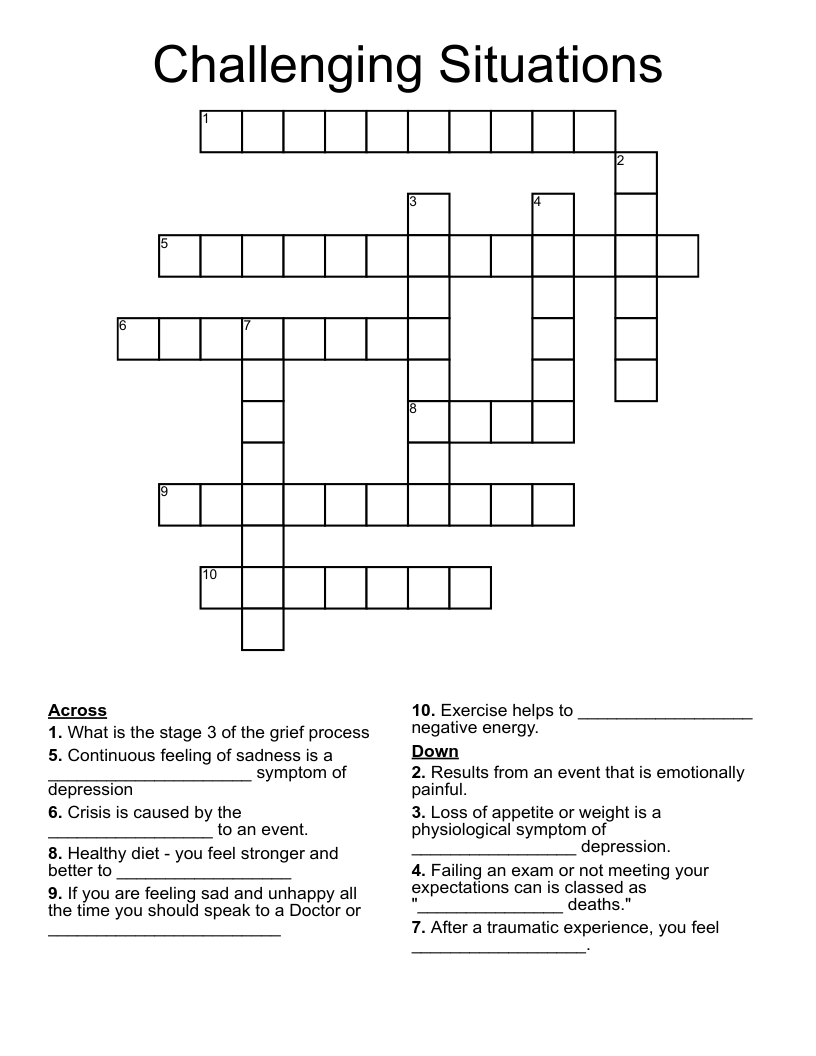 Challenging Situations Crossword