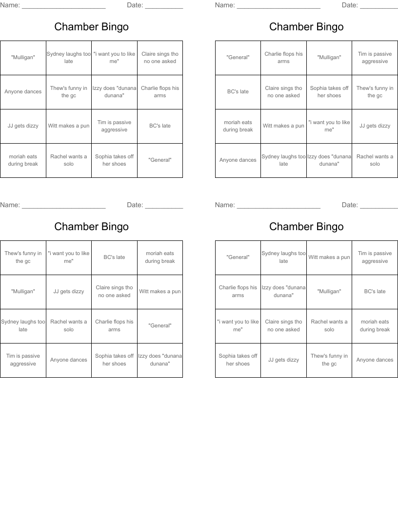 Chamber Bingo