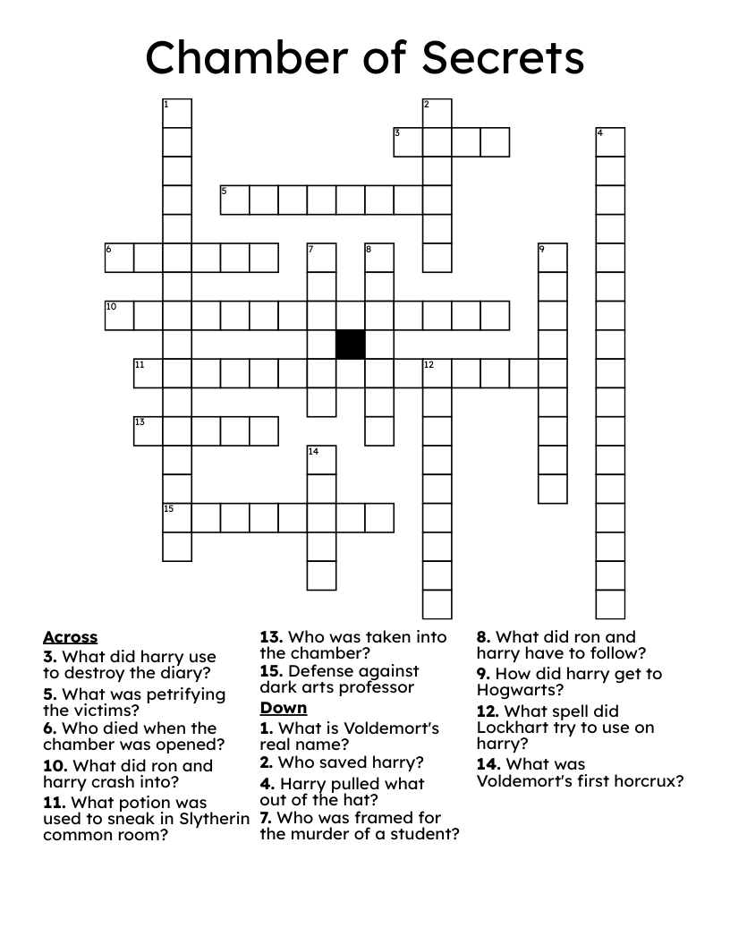 Chamber of Secrets Crossword