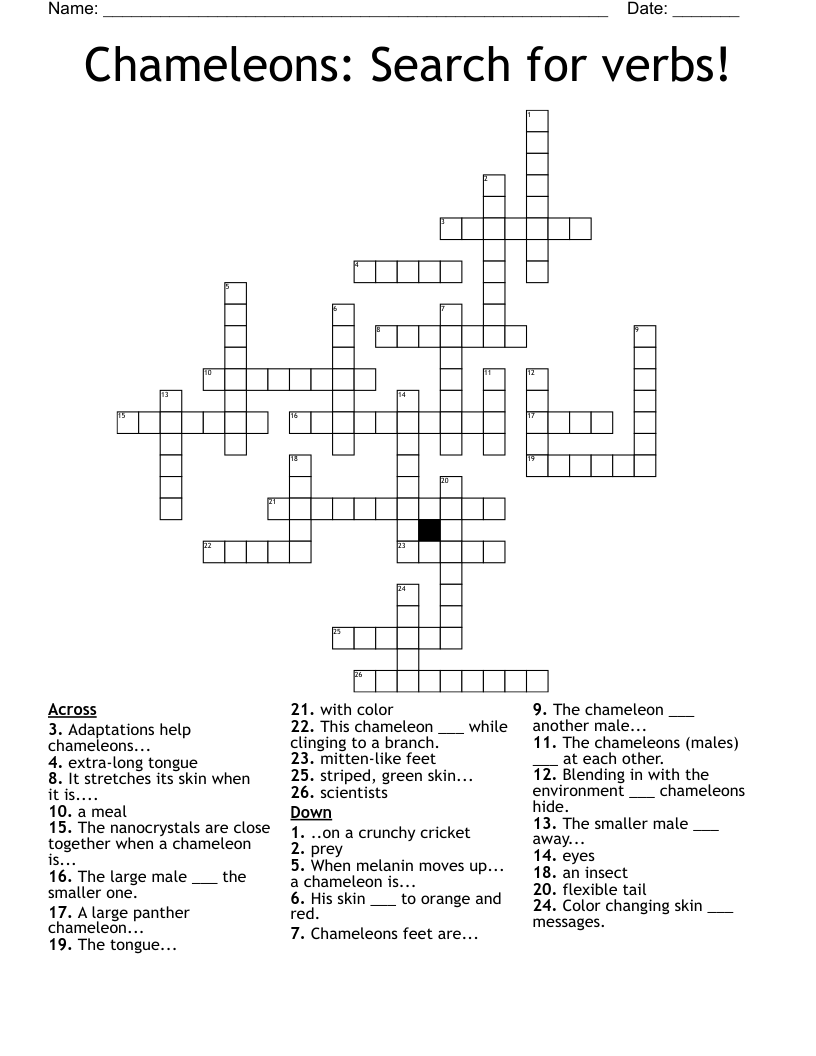 Chameleons: Search for verbs! Crossword