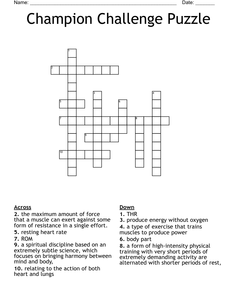 Champion Challenge Puzzle Crossword