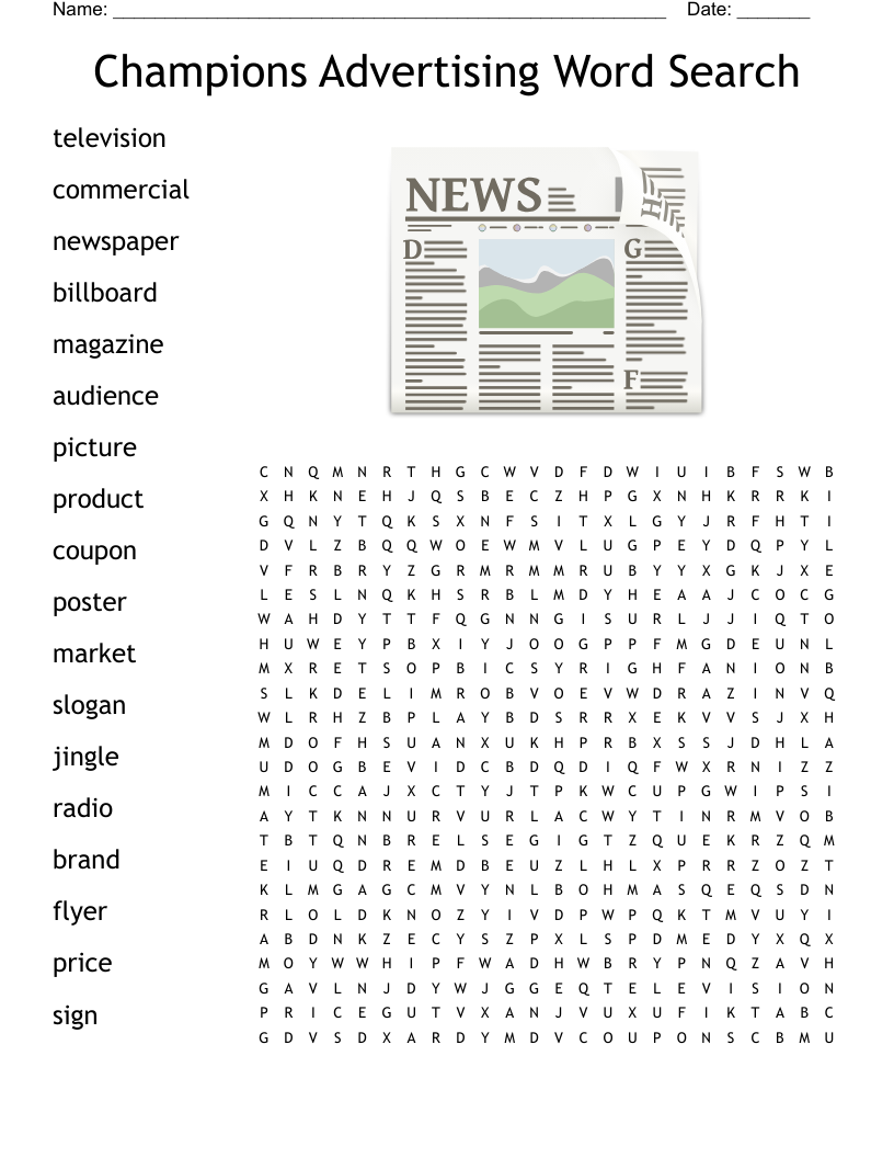Champions Advertising Word Search