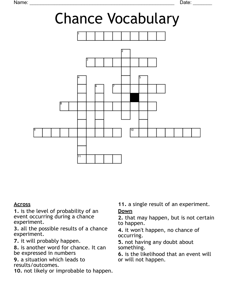 Chance Vocabulary Crossword
