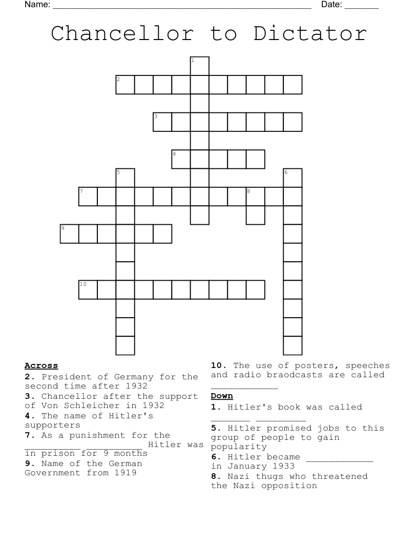 Chancellor to Dictator  Crossword