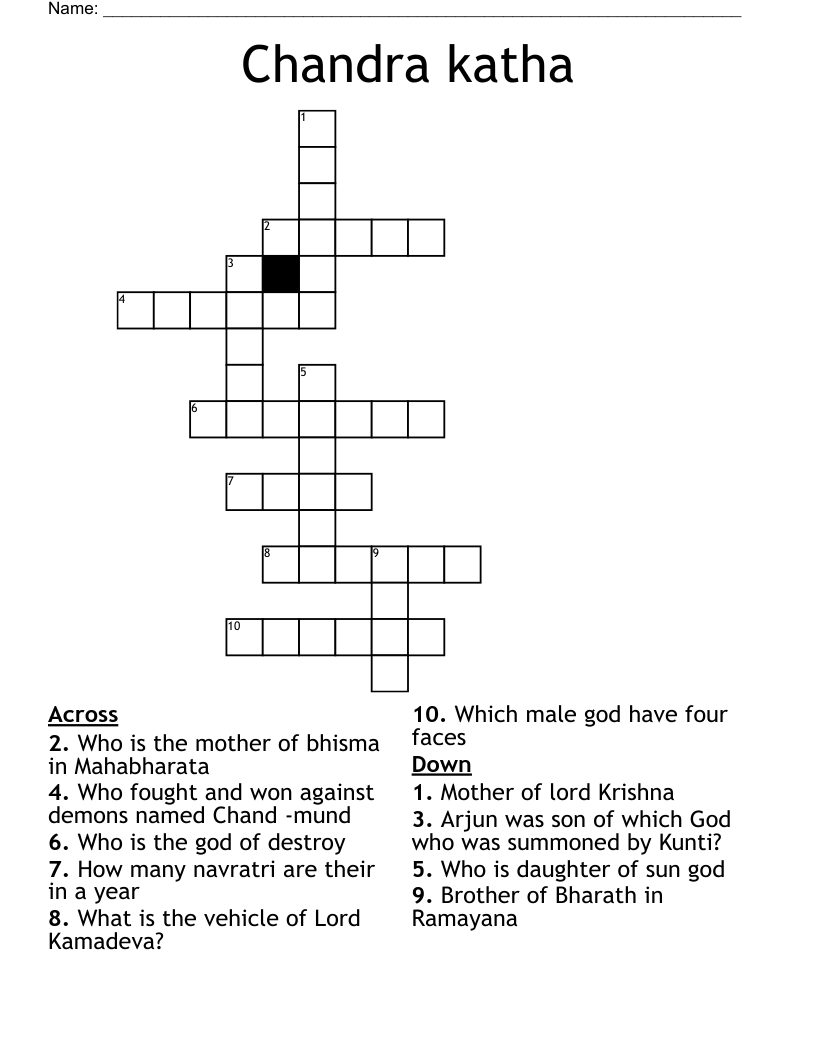 Chandra katha Crossword