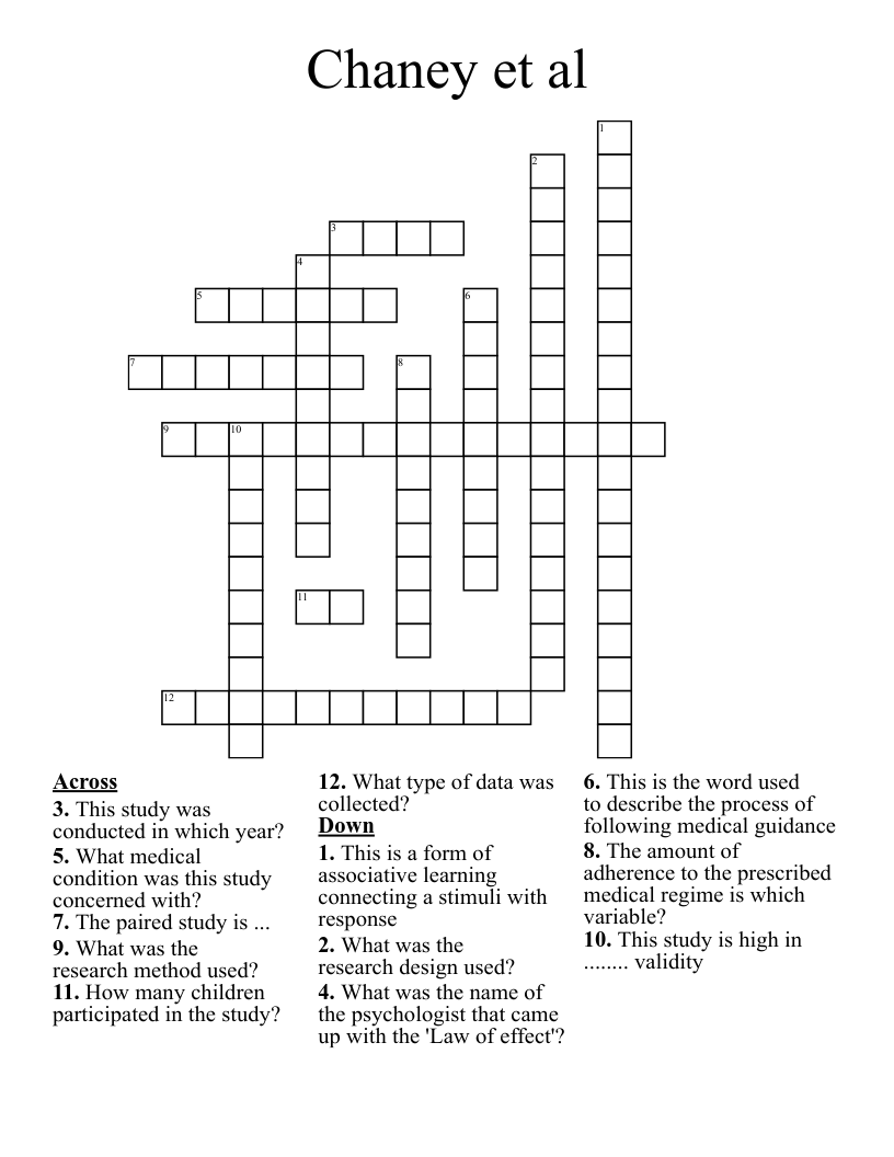 Chaney et al Crossword