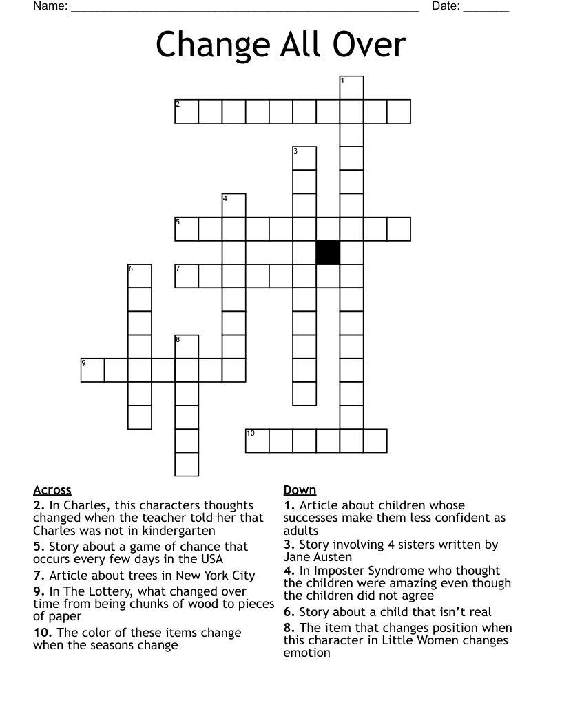 Change All Over Crossword