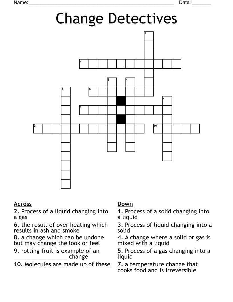 Change Detectives Crossword