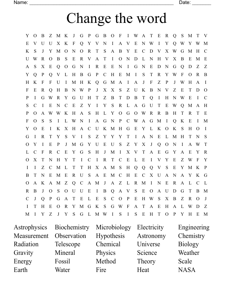 Change the word  Word Search