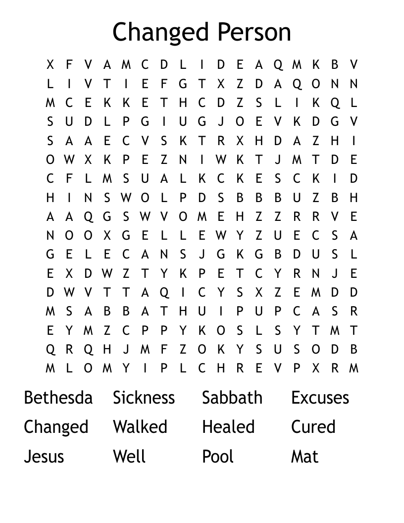 Changed Person Word Search