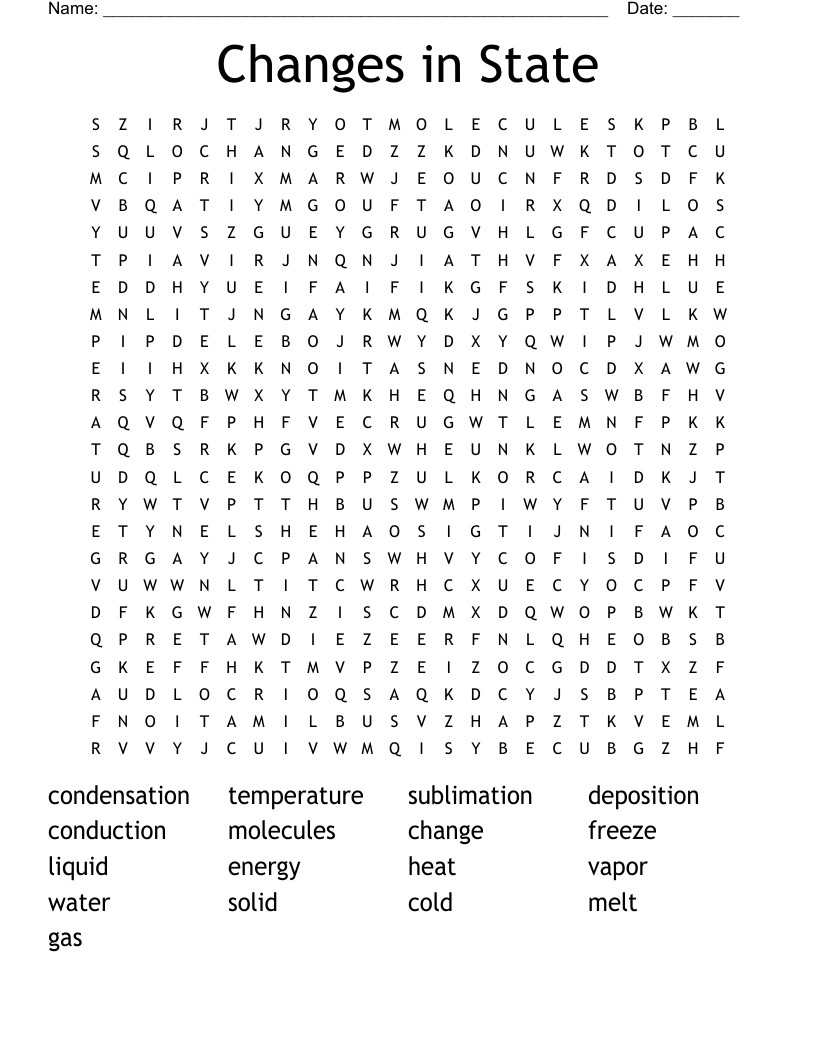 Changes in State Word Search