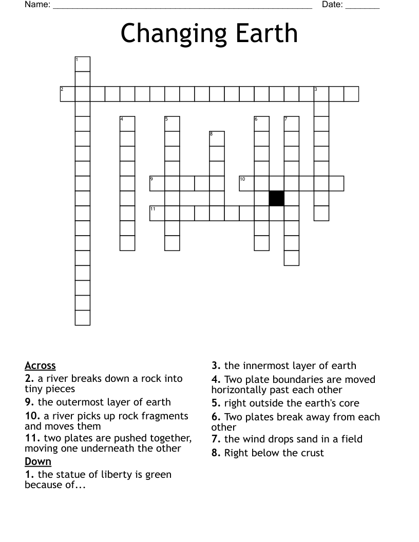 Changing Earth Crossword