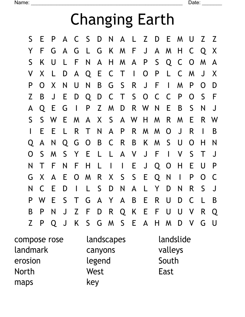 Changing Earth Word Search