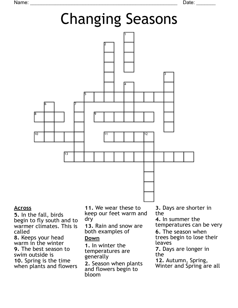 Changing Seasons Crossword