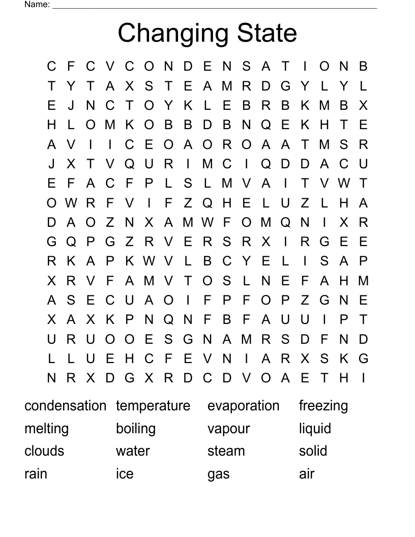 Changing State Word Search