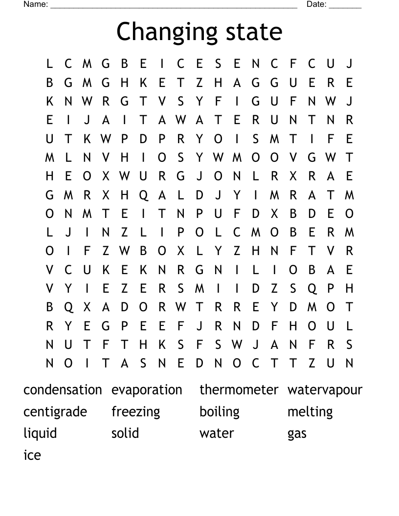 Changing state Word Search