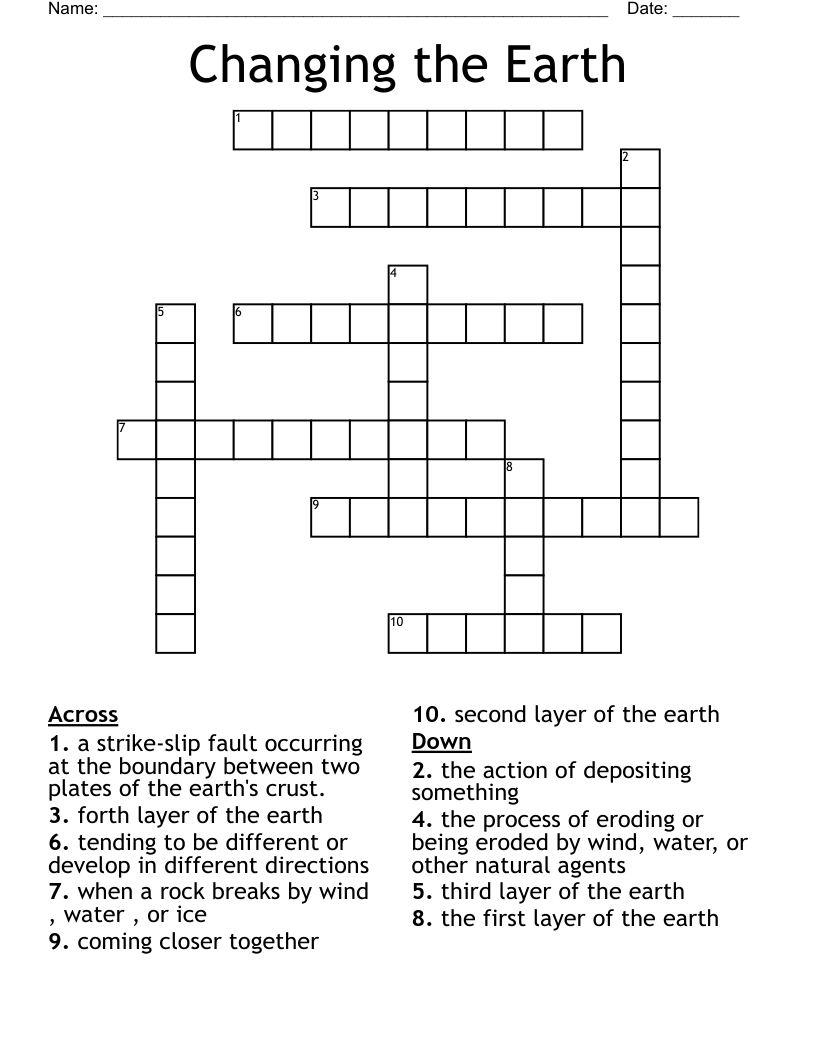 Changing the Earth Crossword