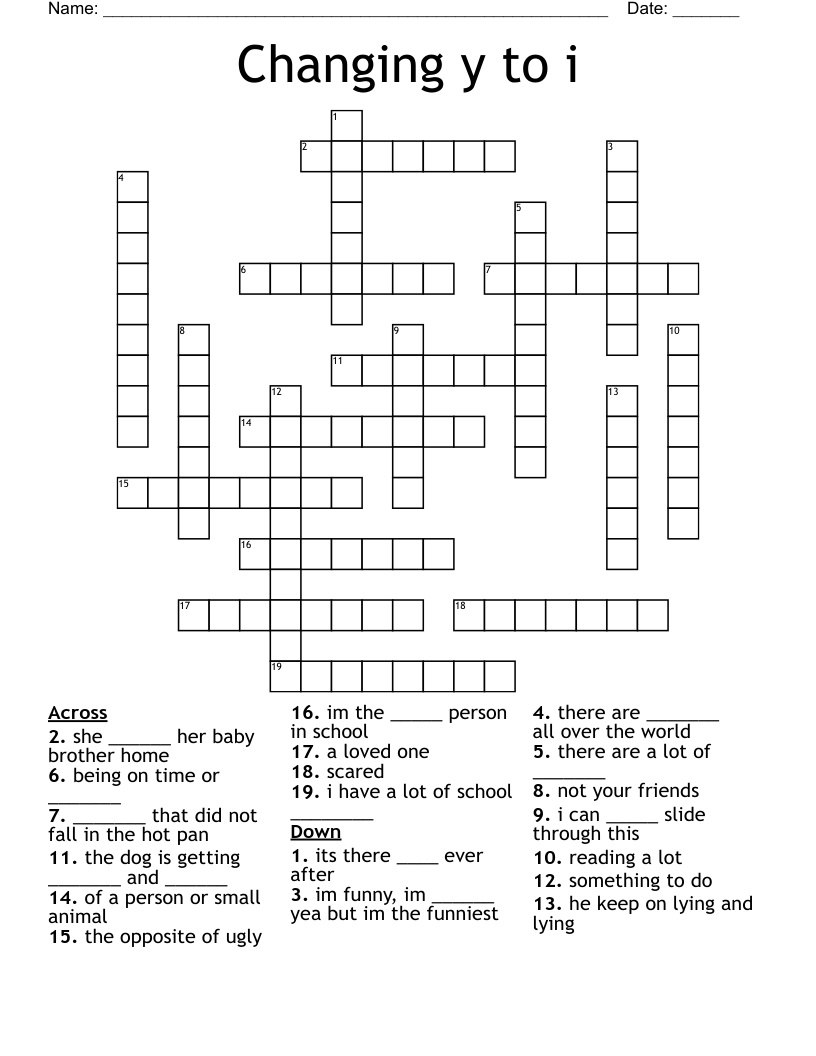 Changing y to i Crossword